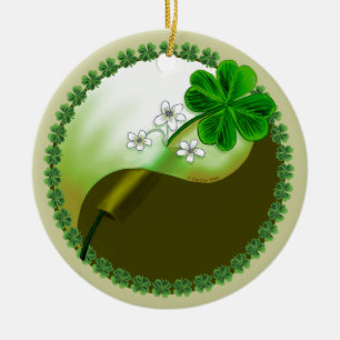 Ornement En Céramique Yin Yang Shamrock
