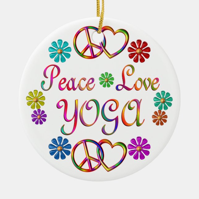 ORNEMENT EN CÉRAMIQUE YOGA D'AMOUR DE PAIX (Devant)