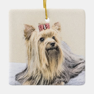 Ornement En Céramique Yorkshire Terrier Peinture - Cute Original Chien A
