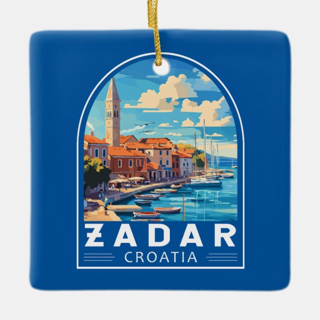 Ornement En Céramique Zadar Croatie Emblem d'art de voyage (Devant)