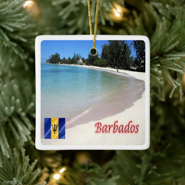 Ornement En Céramique zBB007 BARBADOS The Beach, Sea View, (Arbre)