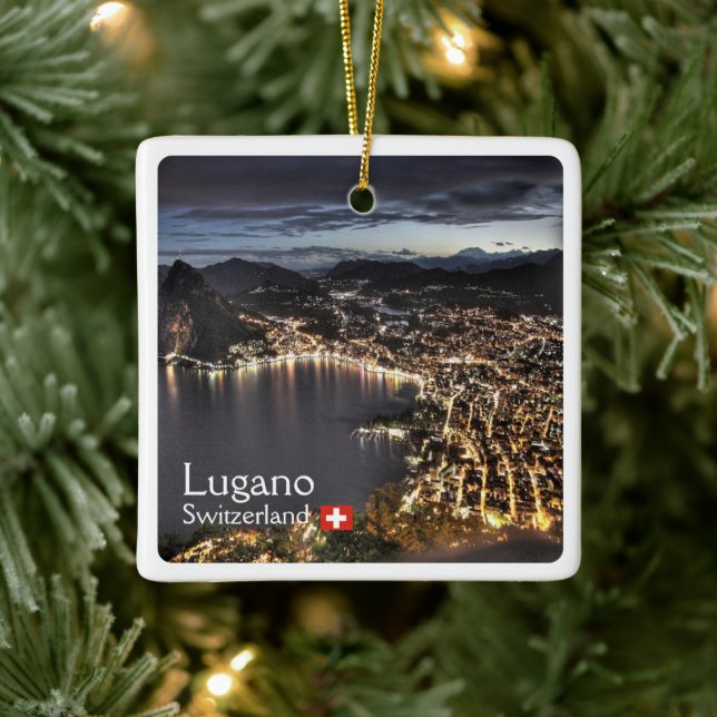 Ornement En Céramique zCH014 LUGANO, Suisse, (Arbre)