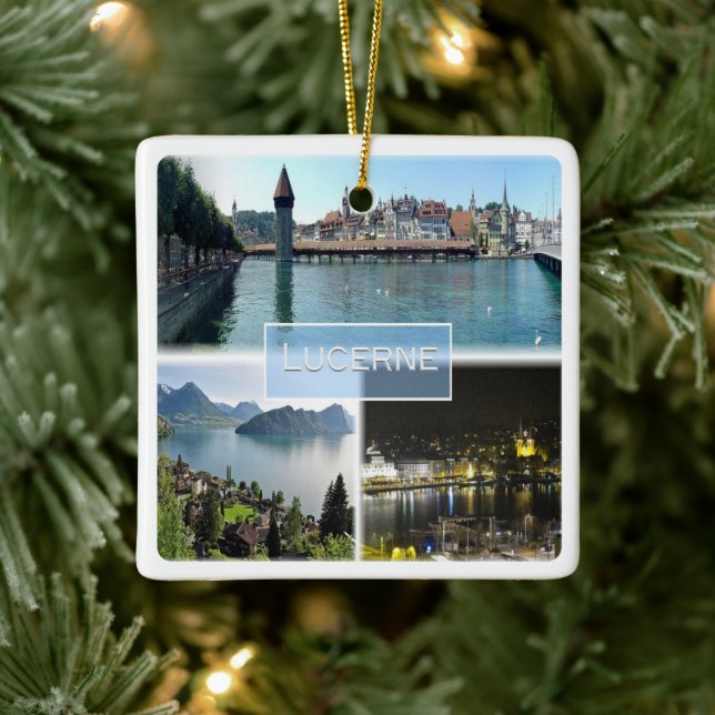 Ornement En Céramique zCH043 LUCERNE Suisse, (Arbre)