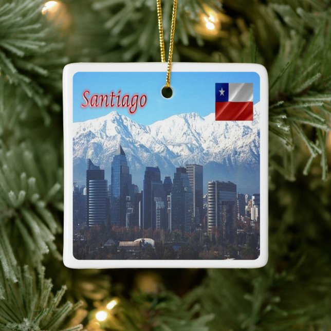 Ornement En Céramique zCL018 SANTIAGO Skyline, Amérique, (Arbre)