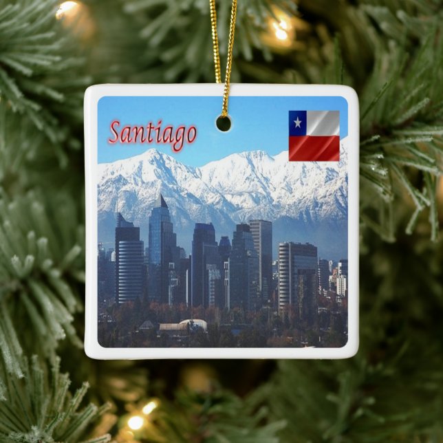 Ornement En Céramique zCL018 SANTIAGO Skyline, Amérique, (Arbre)