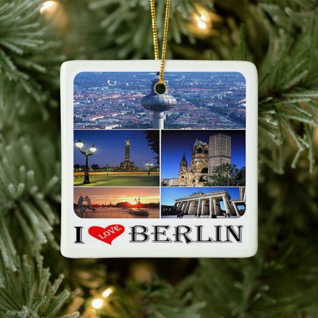 Ornement En Céramique zDE020 BERLIN I LOVE Germany, (Arbre)