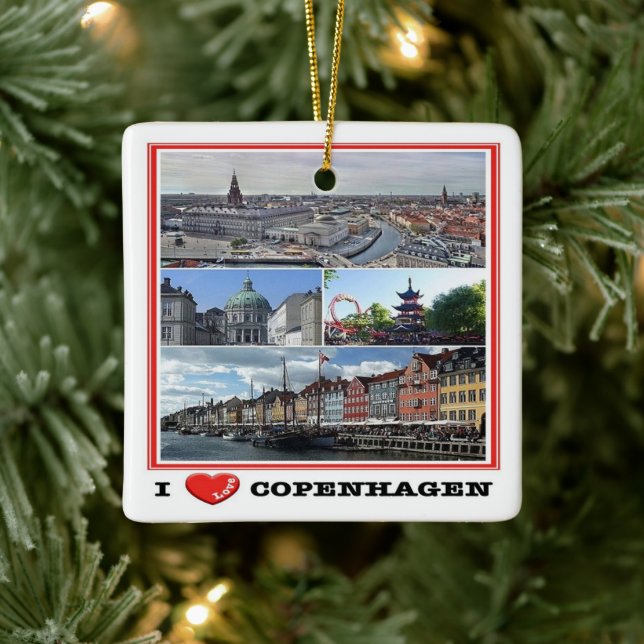 Ornement En Céramique zDK014 COPENHAGUE KOPENHAGEN I LOVE, (Arbre)