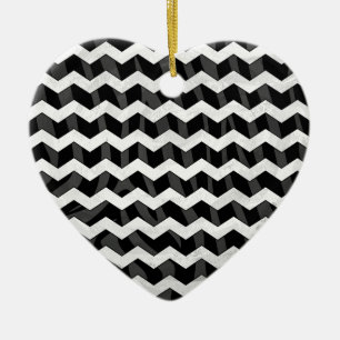 Ornement En Céramique Zebra Black et Grey Chevron