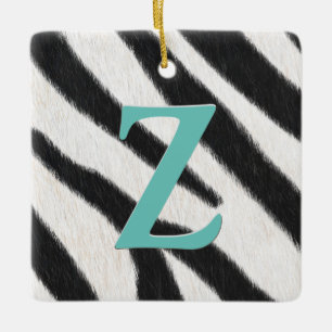 Ornement En Céramique Zebra Fur Personnalisé Monogramme & Message Cadeau