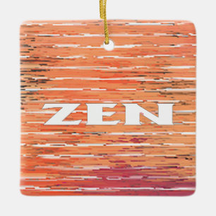 Ornement En Céramique Zen blanc roseaux ornement carré céramique