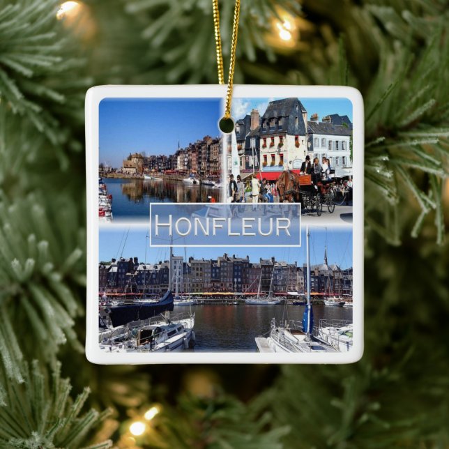 Ornement En Céramique zFR028 Port HONFLEUR, Normandie, (Arbre)
