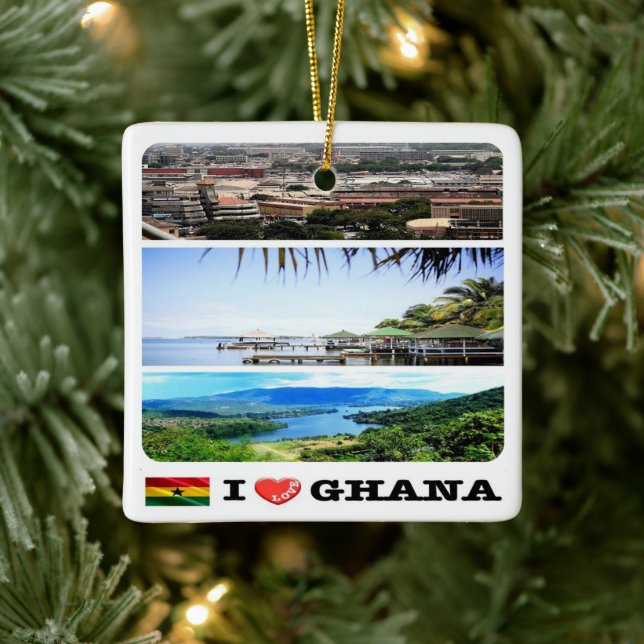 Ornement En Céramique zGH007 GHANA I Love, Mosaic, Afrique, (Arbre)