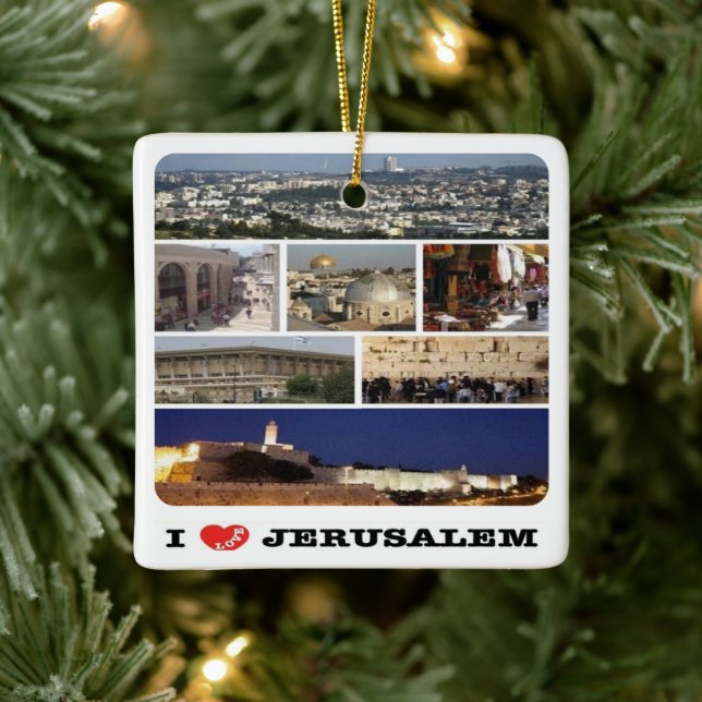 Ornement En Céramique zIL003 j'aime JERUSALEM Israël Moyen-Orient, (Arbre)