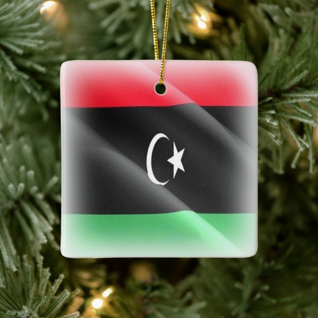 Ornement En Céramique zLY002 LIBYA, Drapeau brandissant Libanais, Afriqu (Arbre)