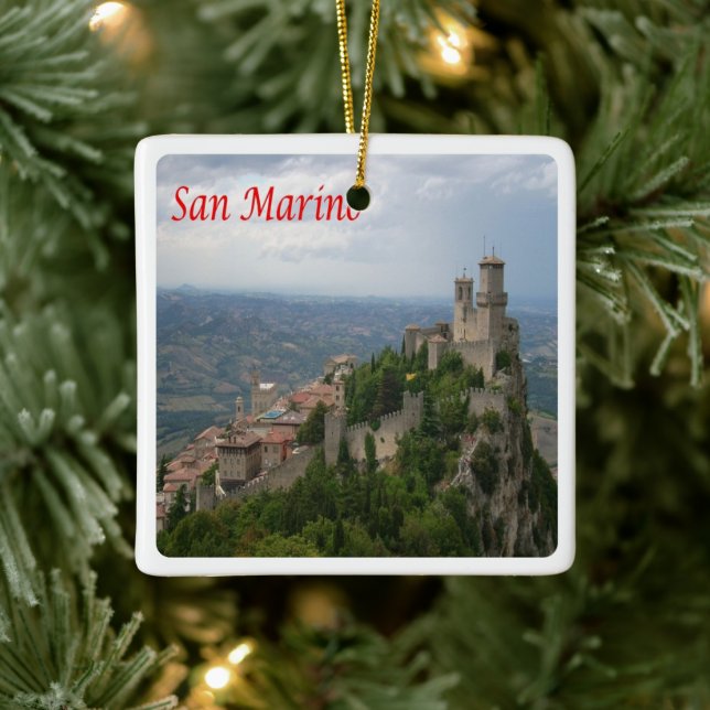 Ornement En Céramique zSM007 MONTE TITANO panorama, Saint-Marin, (Arbre)