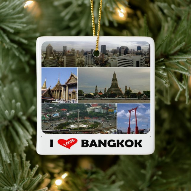 Ornement En Céramique zTH005 j'aime Bangkok, Thaïlande, Asie, (Arbre)