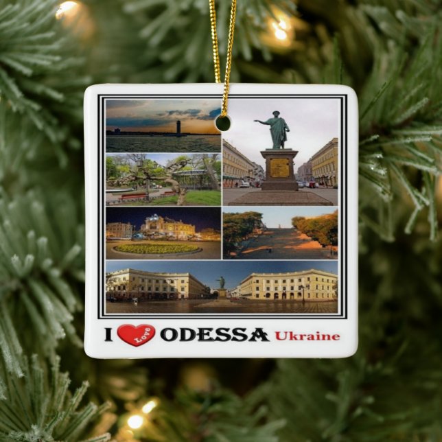 Ornement En Céramique zUA003 ODESSA I LOVE, Ukraine, Europe, (Arbre)