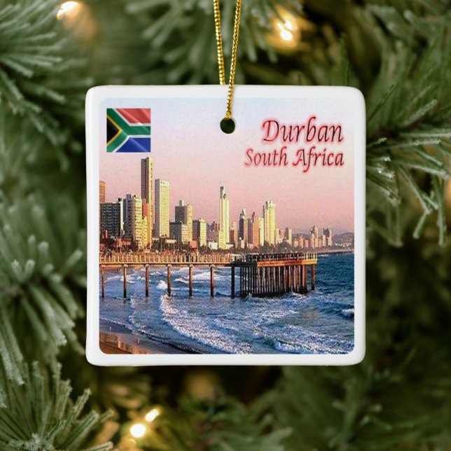 Ornement En Céramique zZA037 DURBAN Skyline Crop, AFRIQUE DU SUD, (Arbre)
