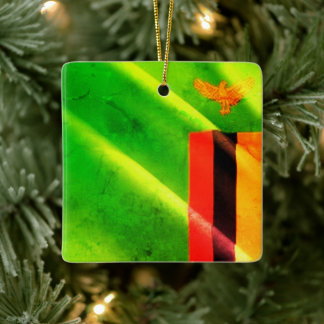 Ornement En Céramique zZM002 ZAMBIA Waving Flag, Afrique, Réfrigérateur