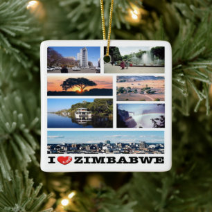 Ornement En Céramique zZW019 ZIMBABWE I Love, Mosaïque, Afrique,