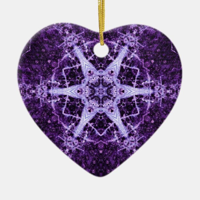 Ornement en cristal pourpre de mémoire de coeur de (Devant)