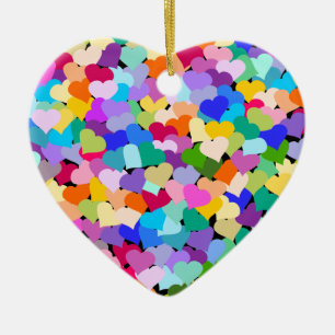 Ornement en forme de coeur de coeurs de confettis