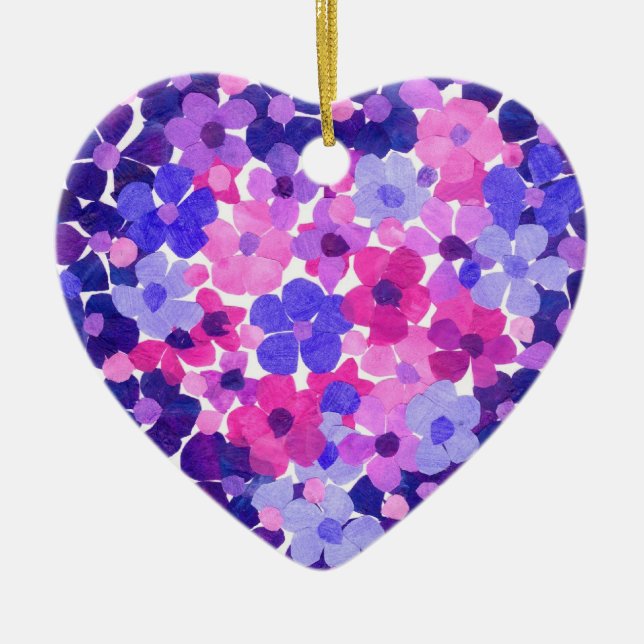 Ornement en forme de coeur de puissance de fleurs (Devant)