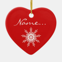 Ornement en forme de coeur rouge personnalisé de