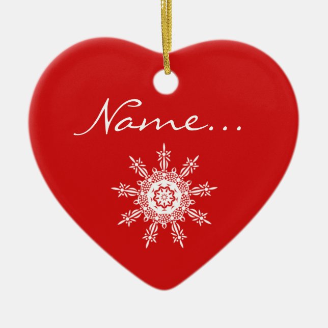 Ornement en forme de coeur rouge personnalisé de (Devant)