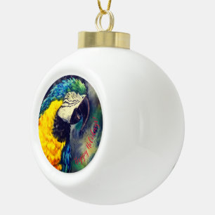Ornement en macaw bleu et jaune