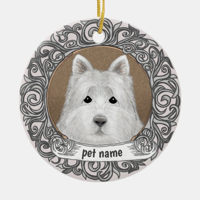 Ornement en mémoire d'un chien Westie (Devant)
