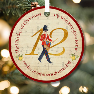 Ornement En Métal 12ème Jour de Noël Douze Tambourinaires Tambourina