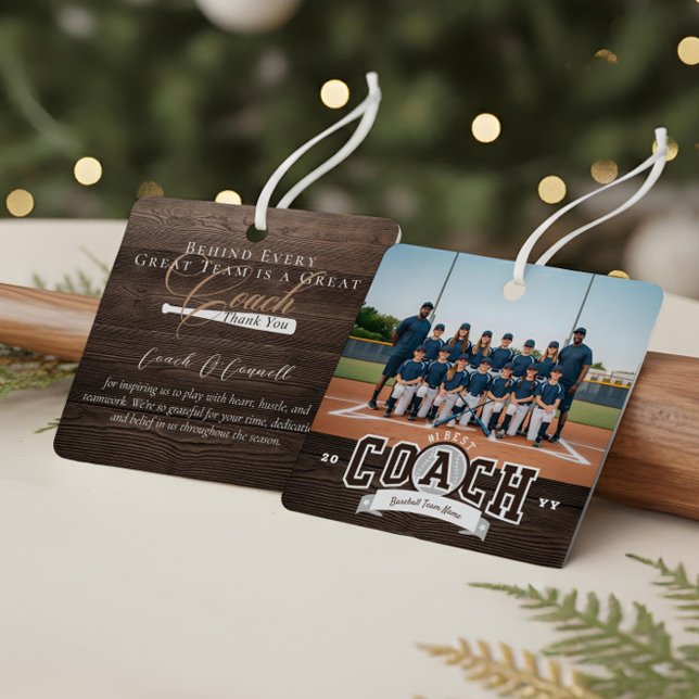 Ornement En Métal #1 Best Coach Baseball Team Photo Appreciation (#1 Best Coach Baseball Team Photo Appreciation Metal Ornament)