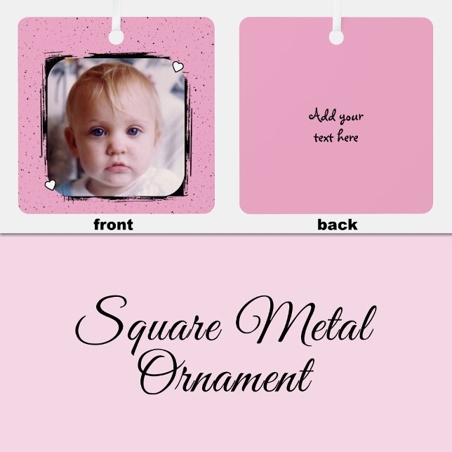 Ornement En Métal 1 photo custom text keepsake pink (Créateur téléchargé)
