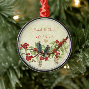 Ornement En Métal 1er Noël Red Blooms Inséparables Vintages