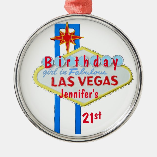 Ornement En Métal 21ème Pendentif de Las Vegas d'anniversaire (Devant)