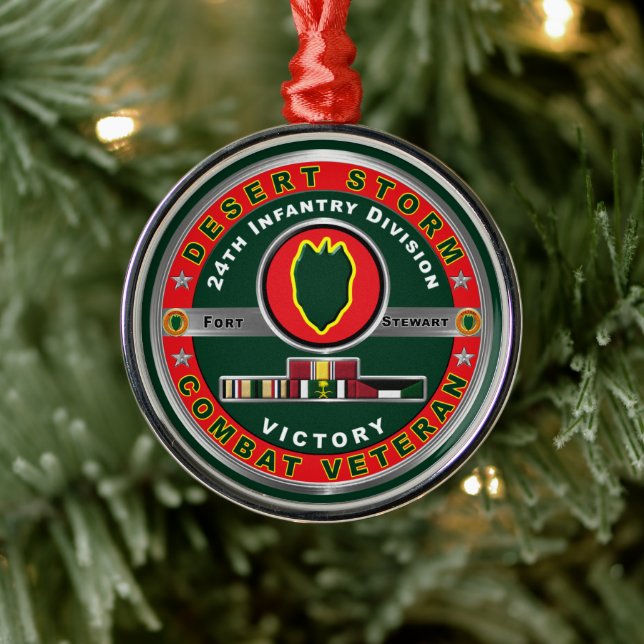 Ornement En Métal 24e Division d'infanterie Vétérinaire de la tempêt (Arbre)