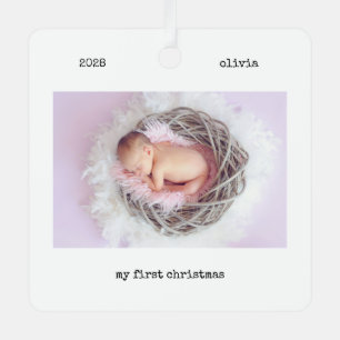 Ornement En Métal 2 Photo Machine à écrire moderne Mon premier Noël