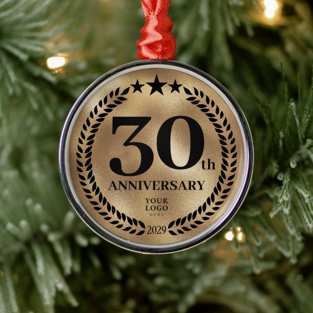 Ornement En Métal 30e anniversaire d'or personnalisé Noël d'affaires (Arbre)