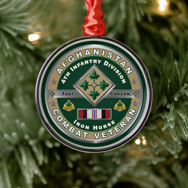 Ornement En Métal 4e division d'infanterie Afghanistan Vétérinaire (Arbre)