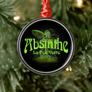 Ornement En Métal Absinthe La Fee Verte Fée Avec Verre