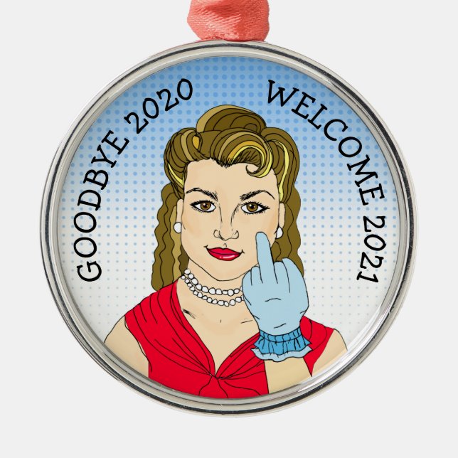 Ornement En Métal Adieu 2020 Bienvenue 2021 Funny Retro Christmas (Devant)
