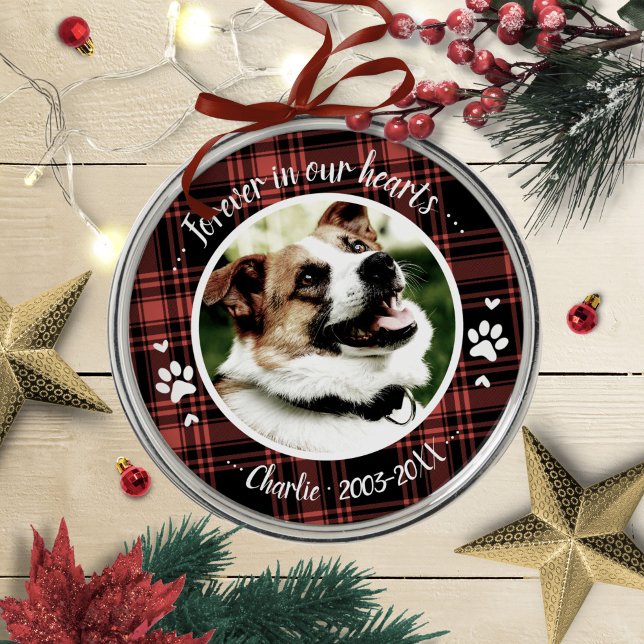 Ornement En Métal Adorable Rustic Chien Pet Memorial Photo personnal (Créateur téléchargé)