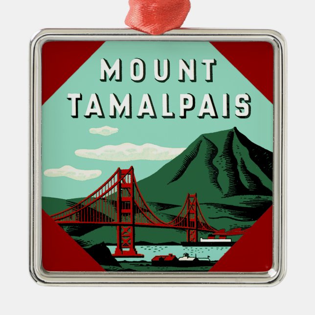 Ornement En Métal Affiche de voyage du mont Tamalpais (Devant)