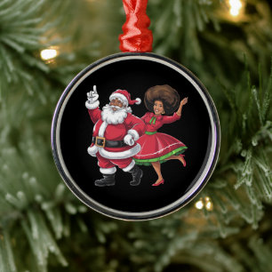 Ornement En Métal African Père Noël Mme Claus Dansant Noël américain