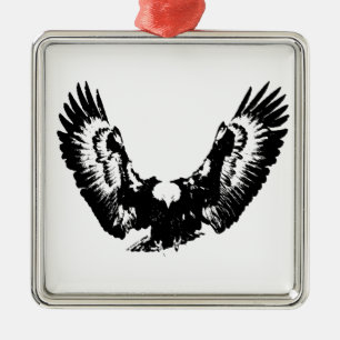 Ornement En Métal Aigle noir et blanc