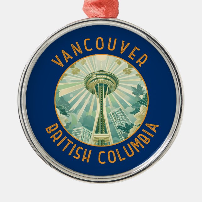 Ornement En Métal Aiguille spatiale du Canada de Vancouver Retro (Devant)