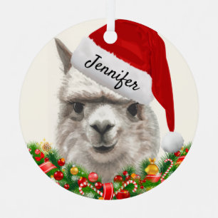 Ornement En Métal Alpaca Sourires AJOUTER NOM ET ANNÉE Noël Llama