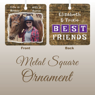 Ornement En Métal Amateur de cheval noms photo violet rustique