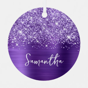 Ornement En Métal Améthyste Violette Pailletée Nom Glam